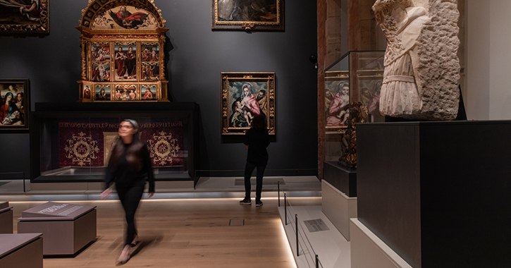 People walking through the Spanish Art Gallery at The Auckland Project, Bishop Auckland